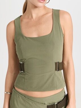 Miaou Leila Top Green Side Straps Sleeveless XS